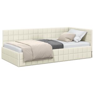vidaXL Estrutura de Cama de Canto Creme 90 cm x 200 cm Veludo