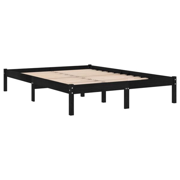 vidaXL Estrutura de cama 140x200 cm pinho maciço preto