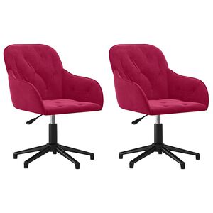 vidaXL Cadeiras de jantar girat&oacute;rias 2 pcs veludo vermelho tinto
