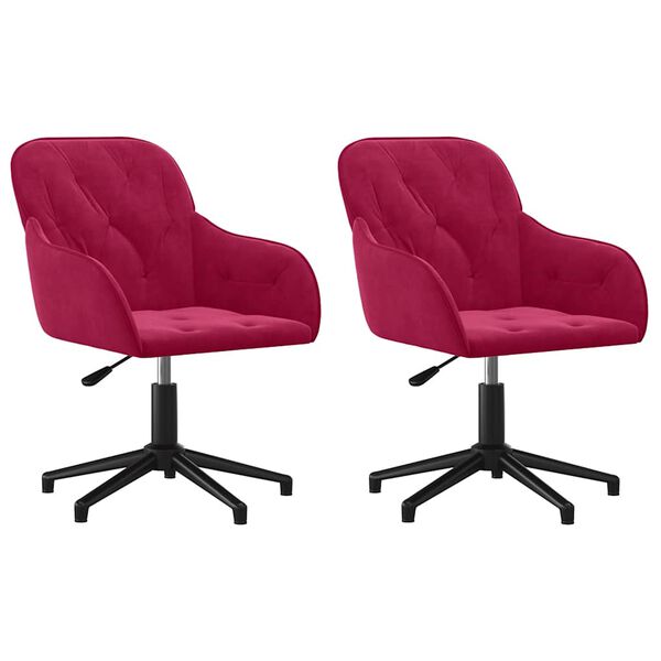 vidaXL Cadeiras de jantar giratórias 2 pcs veludo vermelho tinto
