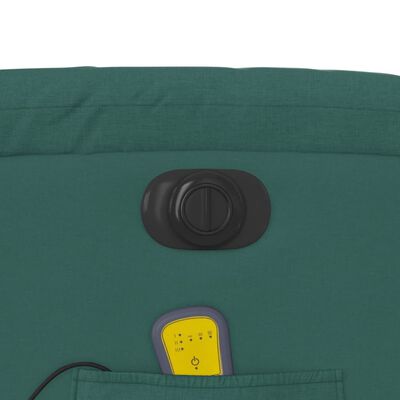 vidaXL Poltrona elétrica elevatória massagens tecido verde-escuro