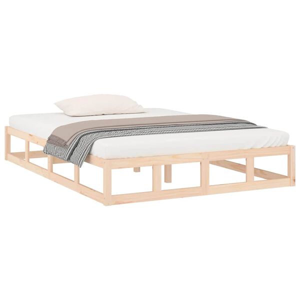 vidaXL Estrutura de cama 140x190 cm madeira maci&ccedil;a
