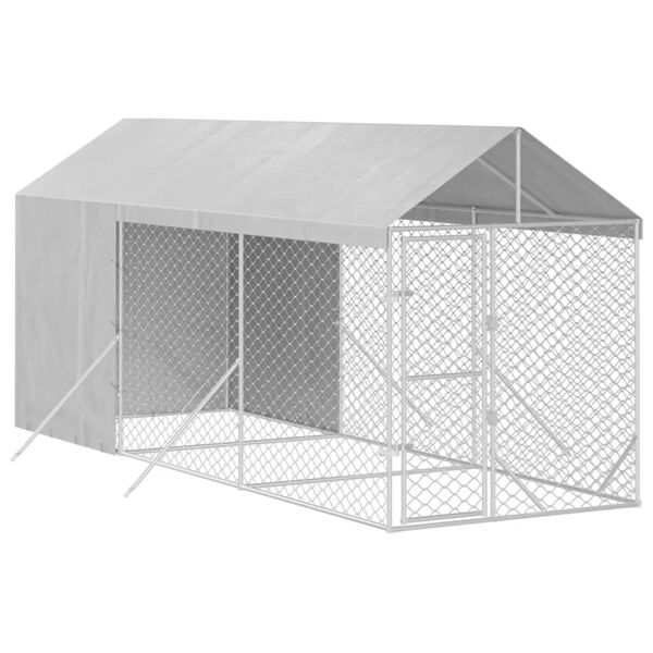 vidaXL Canil de exterior com teto 2x6x2,5 m a&ccedil;o galvanizado prateado