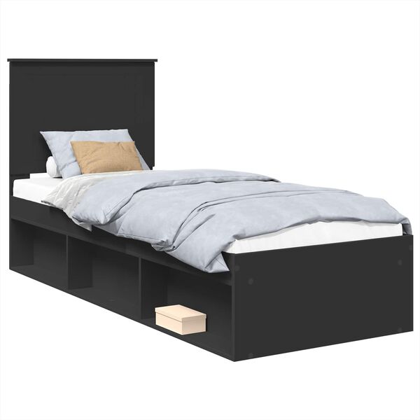 vidaXL Estrutura da Cama Preto 75 x 190 cm Madeira de Pinheiro S&oacute;lida