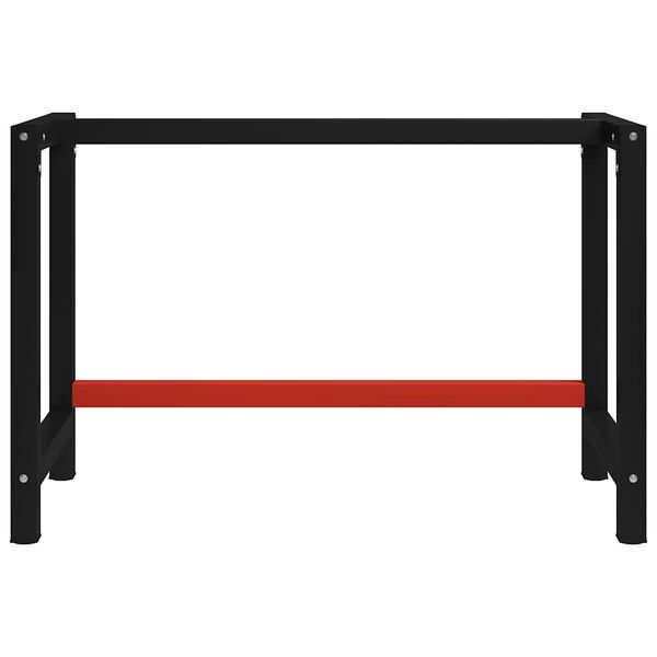 vidaXL Estrutura banco de trabalho 120x57x79 cm metal preto e vermelho