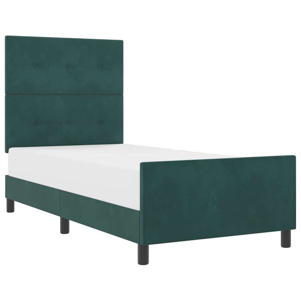 vidaXL Cama Box com cabeceira Verde Escuro 90 x 200 cm Veludo