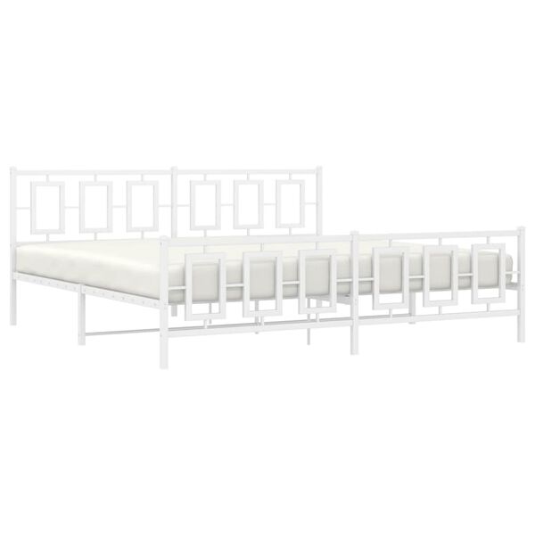vidaXL Estrutura de cama com cabeceira e pés 193x203 cm metal branco