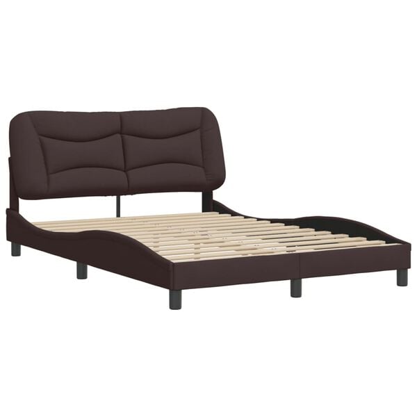 vidaXL Estrutura de cama sem colch&atilde;o Hvar 140x200 cm tecido castanho-escuro