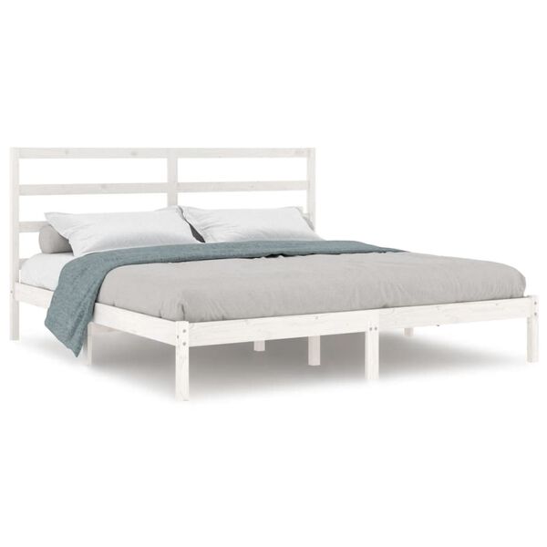 vidaXL Estrutura de cama super king pinho maci&ccedil;o 180x200 cm branco