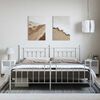 vidaXL Estrutura de cama com cabeceira e p&eacute;s 193x203 cm metal branco