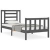 vidaXL Estrutura de cama com cabeceira 100x200cm madeira maci&ccedil;a preto