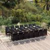 vidaXL 15 pcs conjunto jantar p/ jardim c/ almofad&otilde;es vime PE preto