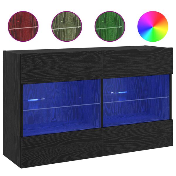 vidaXL Arm&aacute;rio de TV de Parede Carvalho Preto 98,5 x 30 x 60,5 cm