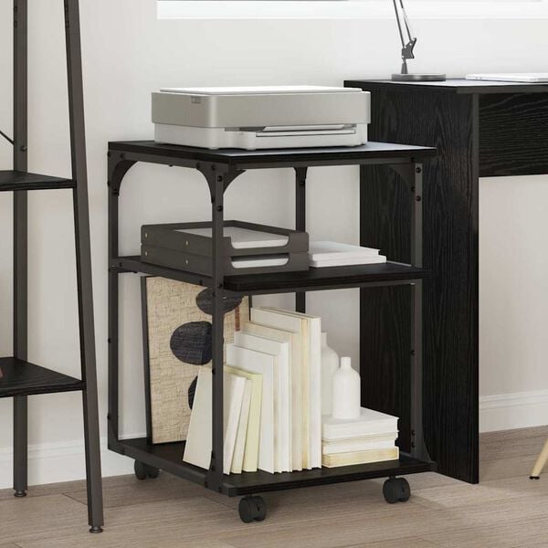 vidaXL Suporte para Impressora Carvalho Preto 43 x 48 x 64 cm