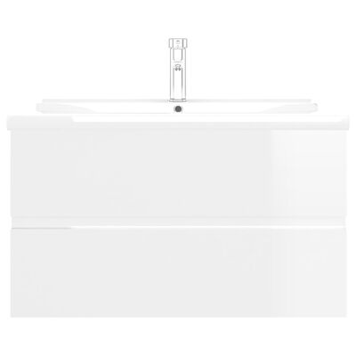 vidaXL Armário lavatório + lavatório embutido contra. branco brilhante