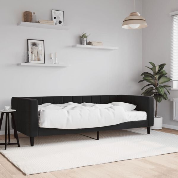 vidaXL Sof&aacute;-cama com colch&atilde;o 90x190 cm veludo preto