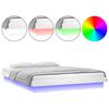 vidaXL Estrutura de cama com LEDs 200x200 cm pinho maci&ccedil;o branco