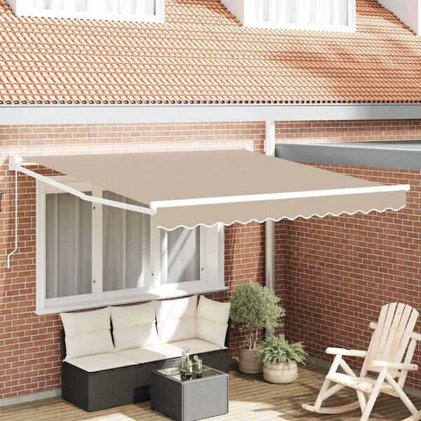 vidaXL Toldo Manual Bege 3 x 2,5 m Poli&eacute;ster e metal