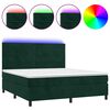 vidaXL Cama box spring c/ colch&atilde;o/LED 160x200 cm veludo verde-escuro