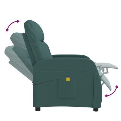 vidaXL Poltrona de massagens tecido verde-escuro