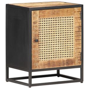 vidaXL Mesa de cabeceira 40x30x50cm mangueira &aacute;spera/palhinha natural