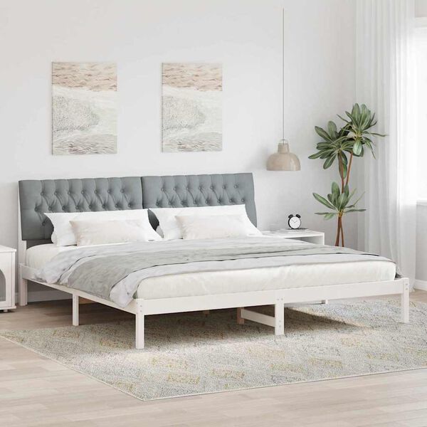 vidaXL Estrutura de Cama com Cabeceira Estofada Branco 200 x 200 cm