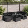 vidaXL 8 pcs conjunto sof&aacute;s de jardim com almofad&otilde;es vime PE preto