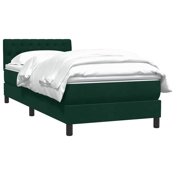 vidaXL Cama com molas/colch&atilde;o verde-escuro 80x220 cm veludo