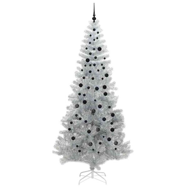 vidaXL &Aacute;rvore de Natal com 300 LEDs com suporte Prateado 240 cm PET