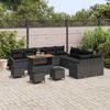 vidaXL Conjunto de Sof&aacute; de Jardim com almofada 13 pcs Preto