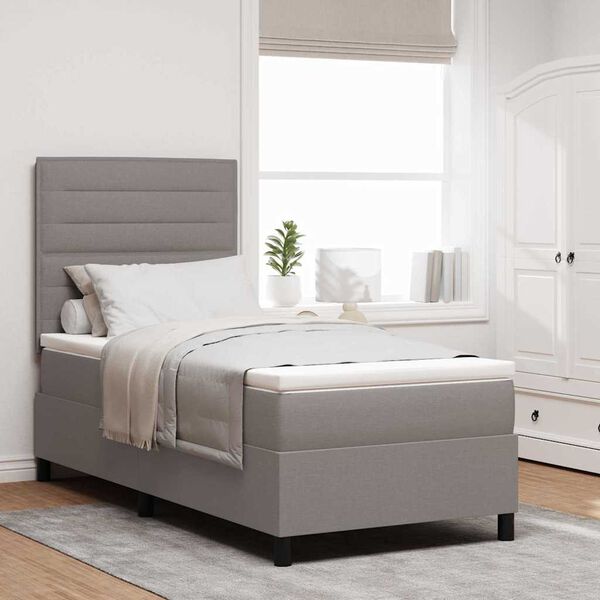 vidaXL Cama Box com colch&atilde;o Cinzento-acastanhado 90 x 190 cm tecido