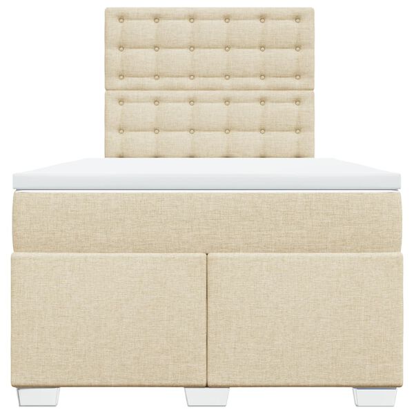 vidaXL Cama boxspring com colch&atilde;o 120x190 cm tecido cor creme