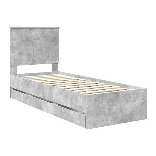 vidaXL Estrutura da Cama Cinzento 75 x 190 cm Madeira de Engenharia