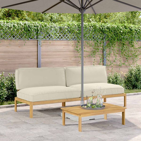vidaXL Conjunto de Sof&aacute;s com almofada Liso Creme 240 x 80 x 69 cm