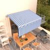 vidaXL Toldo retr&aacute;til autom&aacute;tico com estore 3,5x2,5 m azul e branco