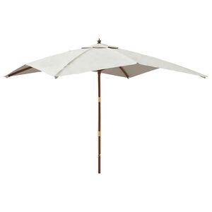 vidaXL Guarda-sol jardim c/ poste de madeira 300x300x273 cm cor areia