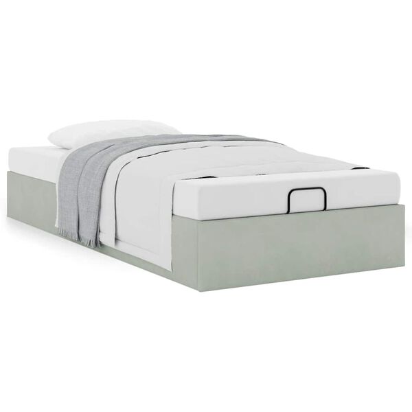 vidaXL Ottoman Bed Frame Sem Colchão Cinzento Claro 90x200 cm Veludo