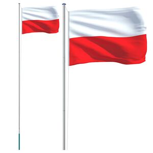 vidaXL Bandeira da Pol&oacute;nia e mastro 6,08 m alum&iacute;nio