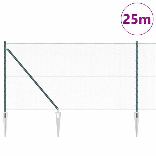 vidaXL Poste de Cerca Verde 25 x 1,4 m (malha de 13 mm) A&ccedil;o e PVC