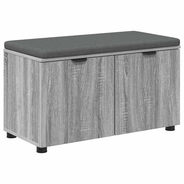 vidaXL Banco de Hall com almofada Cinza Sonoma 80 x 46 x 46 cm