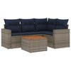 vidaXL 5 pcs conjunto sof&aacute;s p/ jardim c/ almofad&otilde;es vime PE cinzento