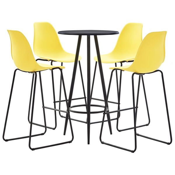 vidaXL 5 pcs conjunto de bar pl&aacute;stico amarelo
