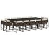 vidaXL 15 pcs conjunto jantar p/ jardim c/ almofad&otilde;es vime PE castanho