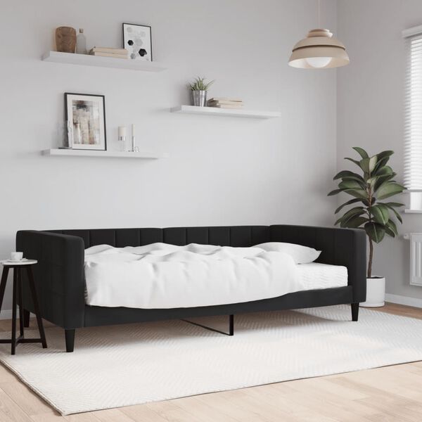 vidaXL Sof&aacute;-cama com colch&atilde;o 100x200 cm veludo preto