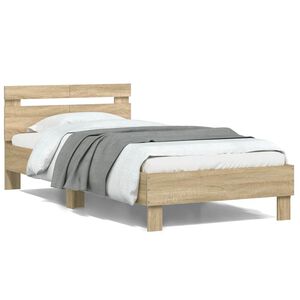 vidaXL Cama sem colch&atilde;o com cabeceira 100x200 cm carvalho sonoma
