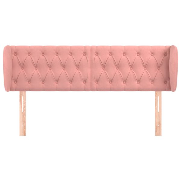 vidaXL Cabeceira de cama c/ abas veludo 147x23x78/88 cm rosa