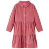 vidaXL Vestido de manga comprida p/ crian&ccedil;a bombazina rosa-velho 92