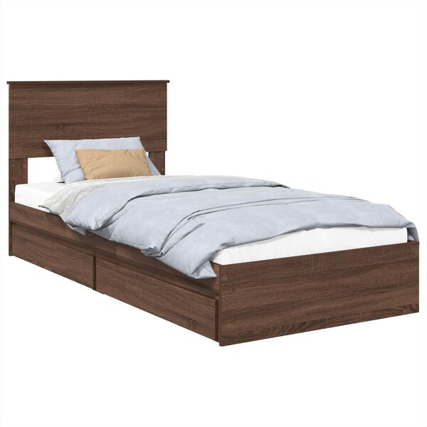vidaXL Cama com Armazenamento com gaveta Carvalho Marrom 90 x 200 cm