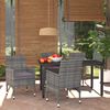 vidaXL 5 pcs conjunto jantar p/ jardim c/ almofad&otilde;es vime PE cinzento