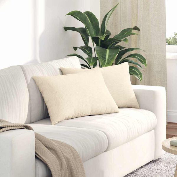 vidaXL Travesseiros de Sof&aacute; 2 pcs Creme 60 x 40 cm